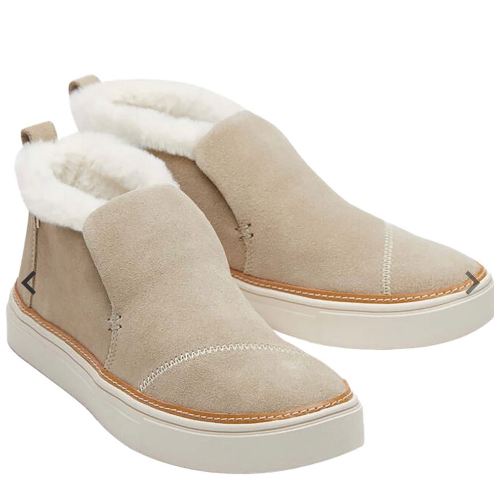 Toms Womens Paxton Faux Fur Slip On, size 7.5